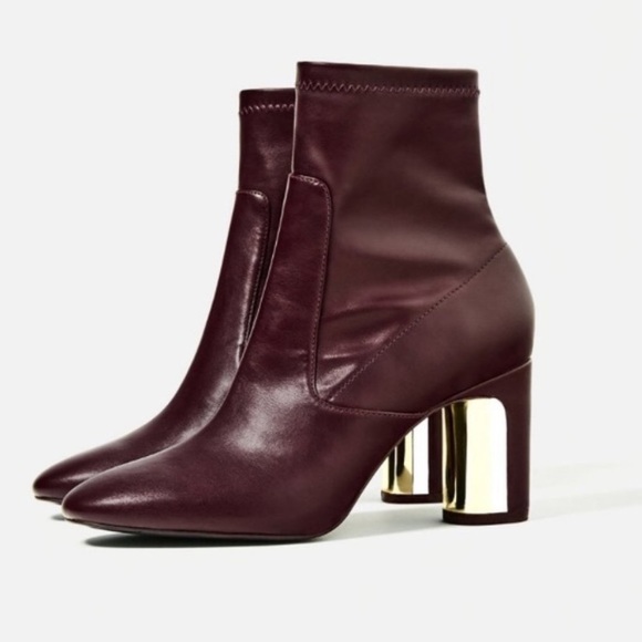 Zara Burgundy Boots - Picture 1 of 5
